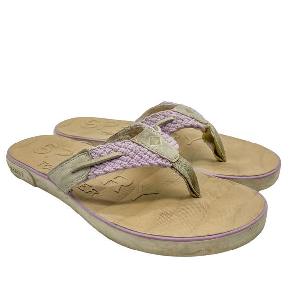 Sperry Topsider Leather Oar Creek Woven Flip Flip Sandal - Picture 5 of 12